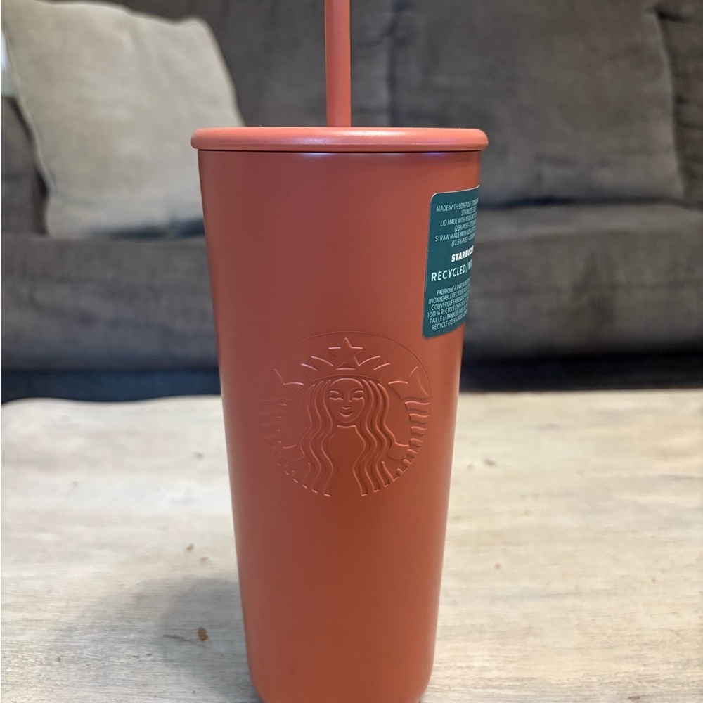 Starbucks Orange Drinkware Tumbler with Straw